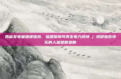 各省发电量增速强劲，福建保障可再生电力消纳 | 投研报告快乐的人就是很显眼