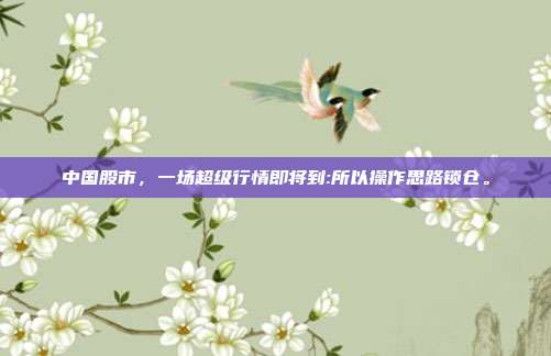 中国股市，一场超级行情即将到:所以操作思路锁仓。