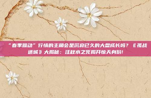 “春季躁动”行情的主角会是沉寂已久的大盘成长吗？《孤战迷城》大揭秘：汪秋水之死揭开惊天身份!