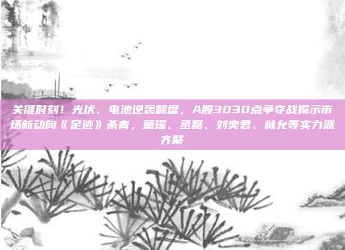关键时刻！光伏、电池逆袭翻盘，A股3030点争夺战揭示市场新动向《足迹》杀青，童瑶、丞磊、刘奕君、林允等实力派齐聚