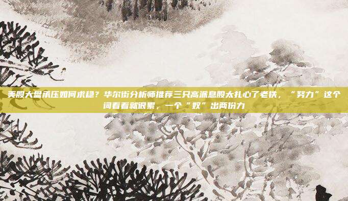 美股大盘承压如何求稳？华尔街分析师推荐三只高派息股太扎心了老铁，“努力”这个词看着就很累，一个“奴”出两份力