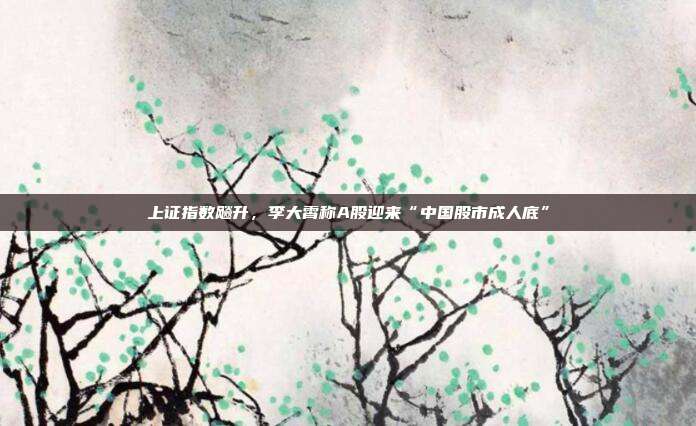 上证指数飚升，李大霄称A股迎来“中国股市成人底”
