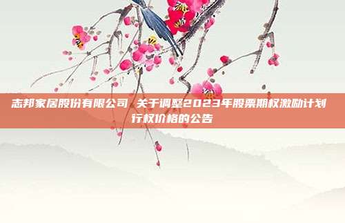 志邦家居股份有限公司 关于调整2023年股票期权激励计划 行权价格的公告