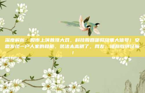 深度解析：股市上演普涨大戏，科技股回暖释放重大信号！安徽发现一户人家的鞋柜，装法太高明了，网友：堪称收纳狂魔！
