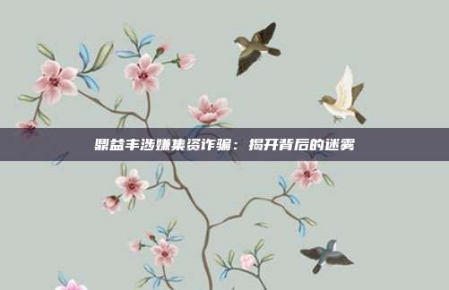鼎益丰涉嫌集资诈骗：揭开背后的迷雾