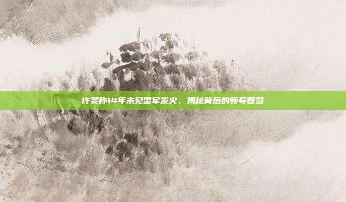 许斐称14年未见雷军发火，揭秘背后的领导智慧