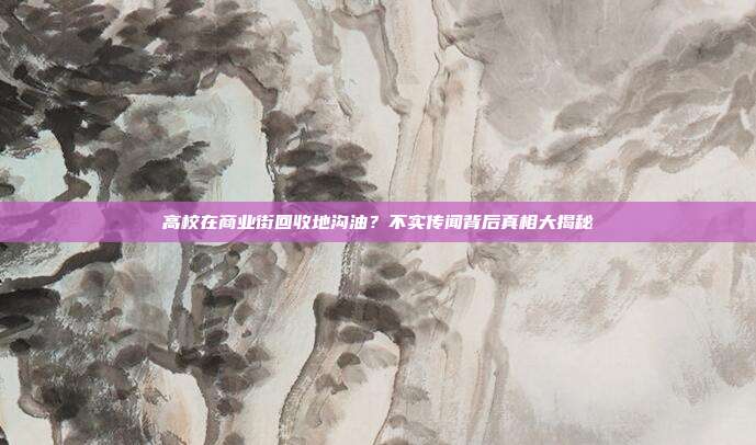 高校在商业街回收地沟油？不实传闻背后真相大揭秘