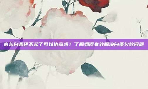京东白条还不起了可以协商吗？了解如何有效解决白条欠款问题