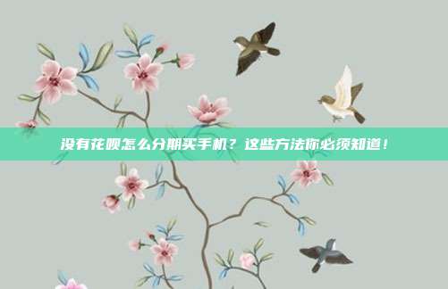 没有花呗怎么分期买手机？这些方法你必须知道！