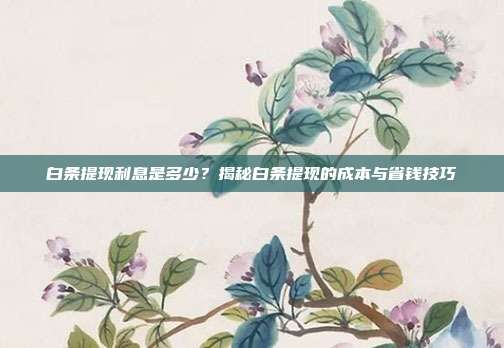 白条提现利息是多少？揭秘白条提现的成本与省钱技巧