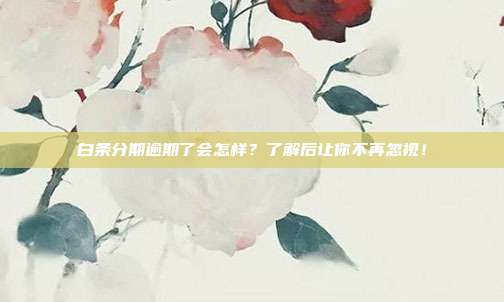 白条分期逾期了会怎样？了解后让你不再忽视！