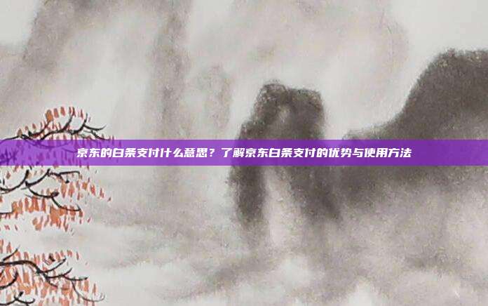 京东的白条支付什么意思？了解京东白条支付的优势与使用方法