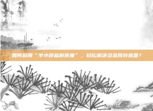如何利用“羊小咩临时额度”，轻松解决资金周转难题？