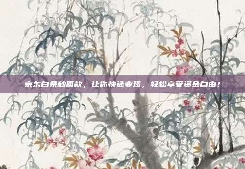 京东白条秒回款，让你快速变现，轻松享受资金自由！