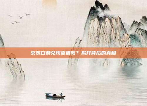 京东白条兑现靠谱吗？揭开背后的真相