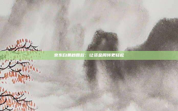 京东白条秒回款：让资金周转更轻松