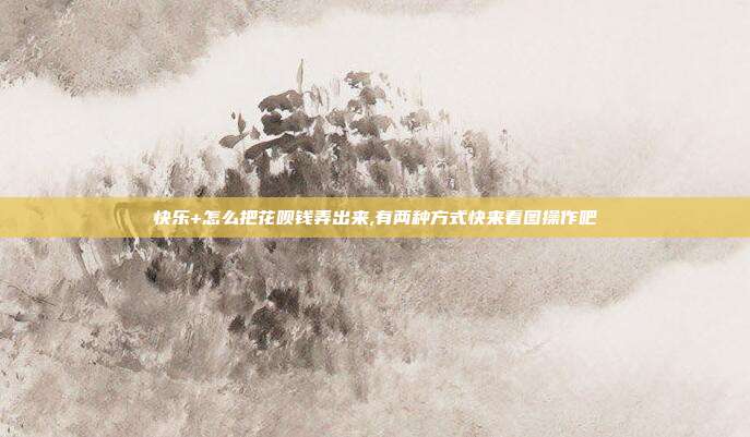 快乐+怎么把花呗钱弄出来,有两种方式快来看图操作吧