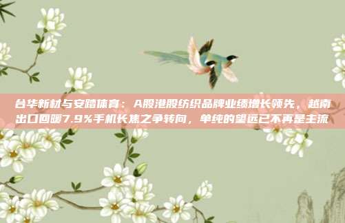 台华新材与安踏体育：A股港股纺织品牌业绩增长领先，越南出口回暖7.9%手机长焦之争转向，单纯的望远已不再是主流