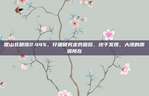 常山北明涨2.44%，仔细研究走势图后，终于发现，大涨的原因所在