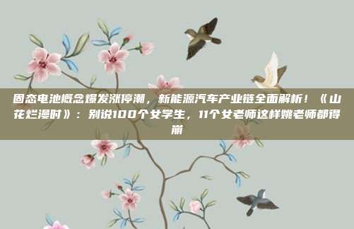固态电池概念爆发涨停潮，新能源汽车产业链全面解析！《山花烂漫时》：别说100个女学生，11个女老师这样姚老师都得崩
